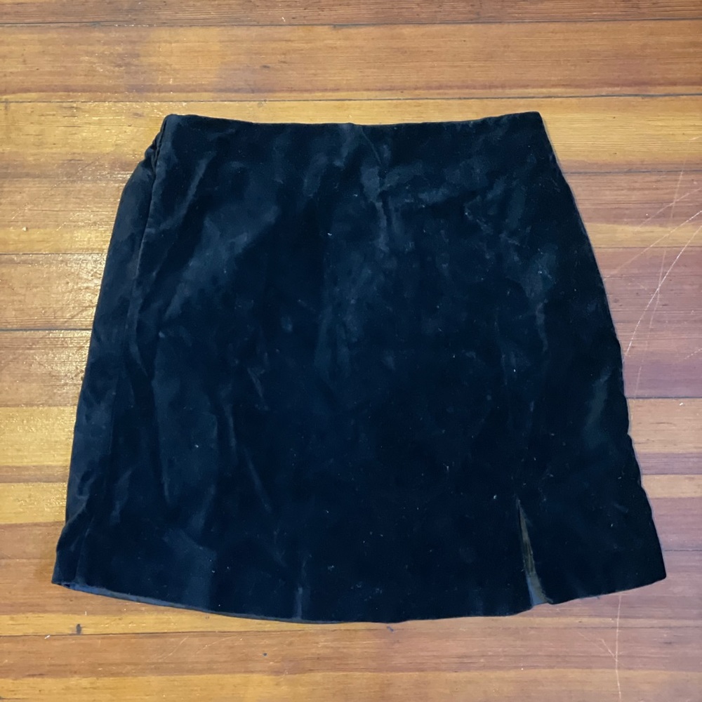 Velvet Black Skirt with Small Slit